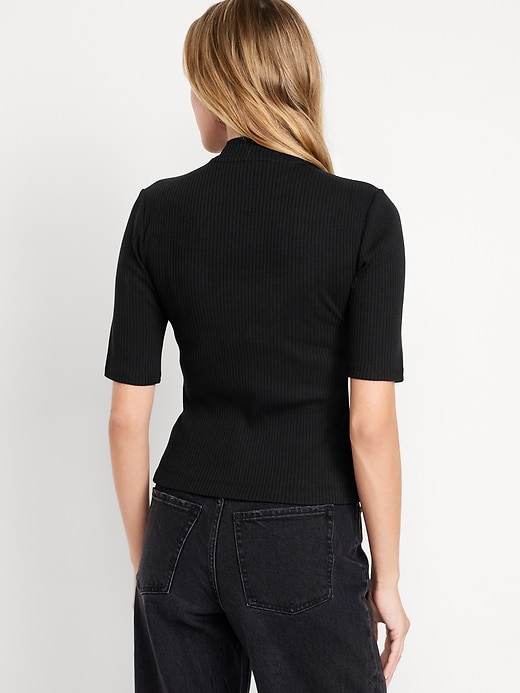 Image number 2 showing, Ribbed Mock-Neck Top