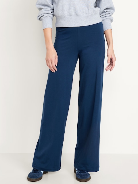 High-Waisted Fashion Wide-Leg Leggings - Obscure Night