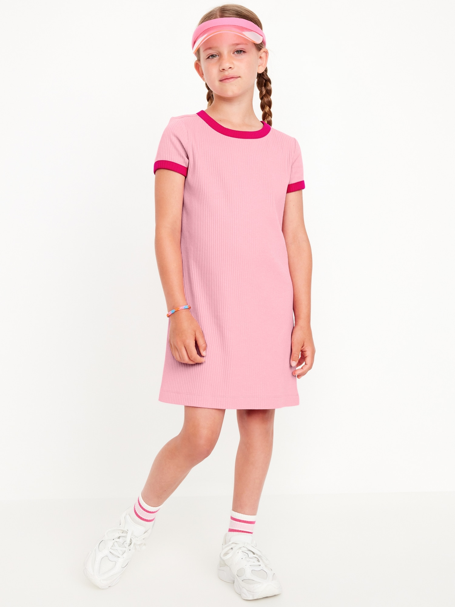 Short-Sleeve Ribbed Dress for Girls