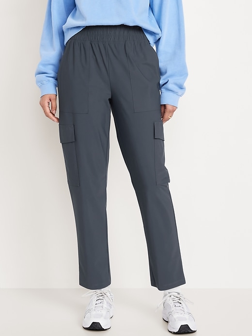 Image number 1 showing, High-Waisted SleekTech Cargo Ankle Pants