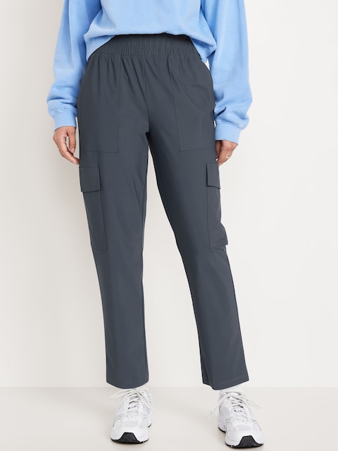 High-Waisted SleekTech Cargo Ankle Pants - Dusk Navy