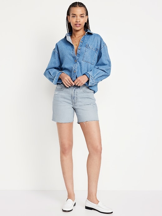 Image number 1 showing, High-Waisted OG Jean Cut-Off Shorts -- 5-inch inseam