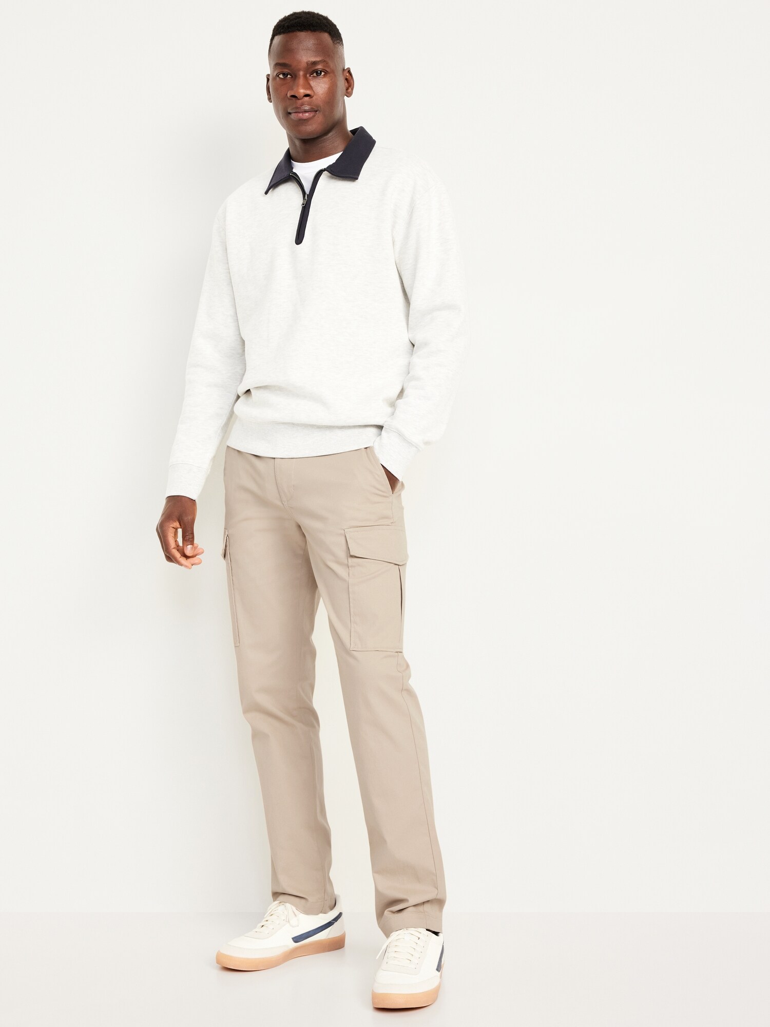 Мужские брюки Old Navy Straight Refined Tailored Cargo, цвет: Бежевый — фото 3
