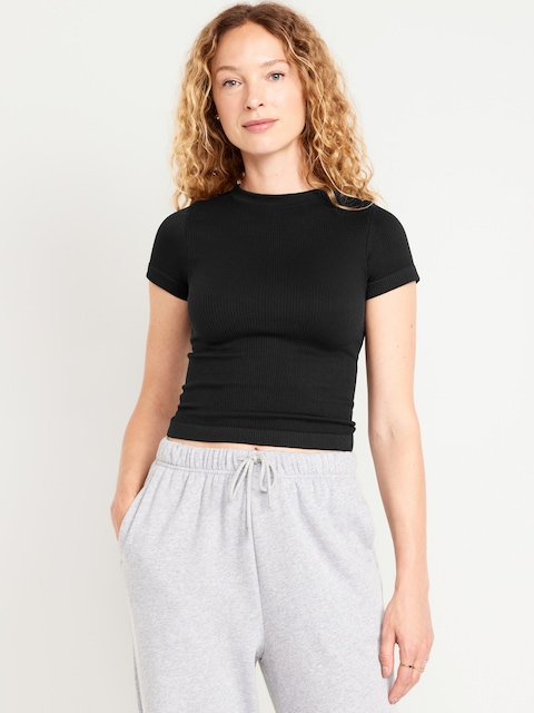 Exhale Seamless Fitted Rib T-Shirt - Black Jack