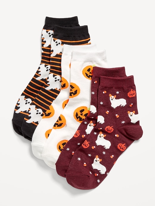 View large product image 1 of 1. Novelty Quarter Crew Socks 3-Pack