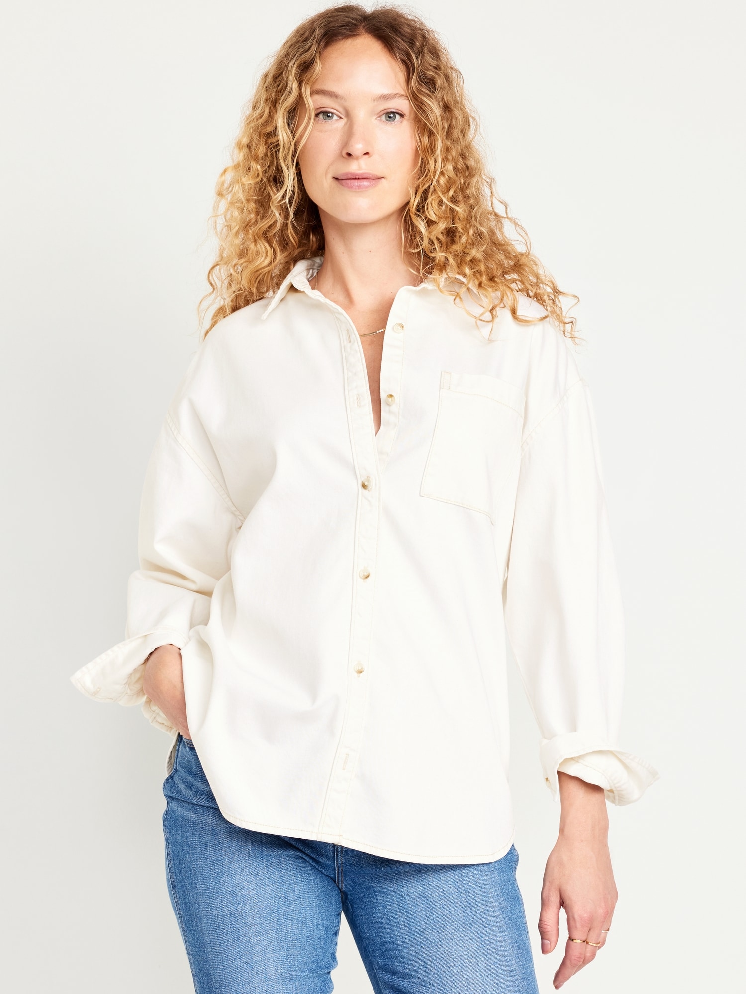 Boyfriend Button-Down Jean Tunic