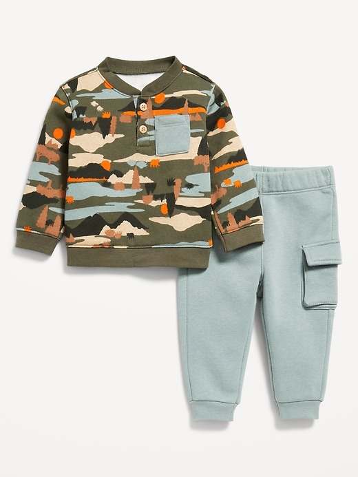 View large product image 1 of 2. Henley Sweatshirt and Cargo Sweatpants Set for Baby