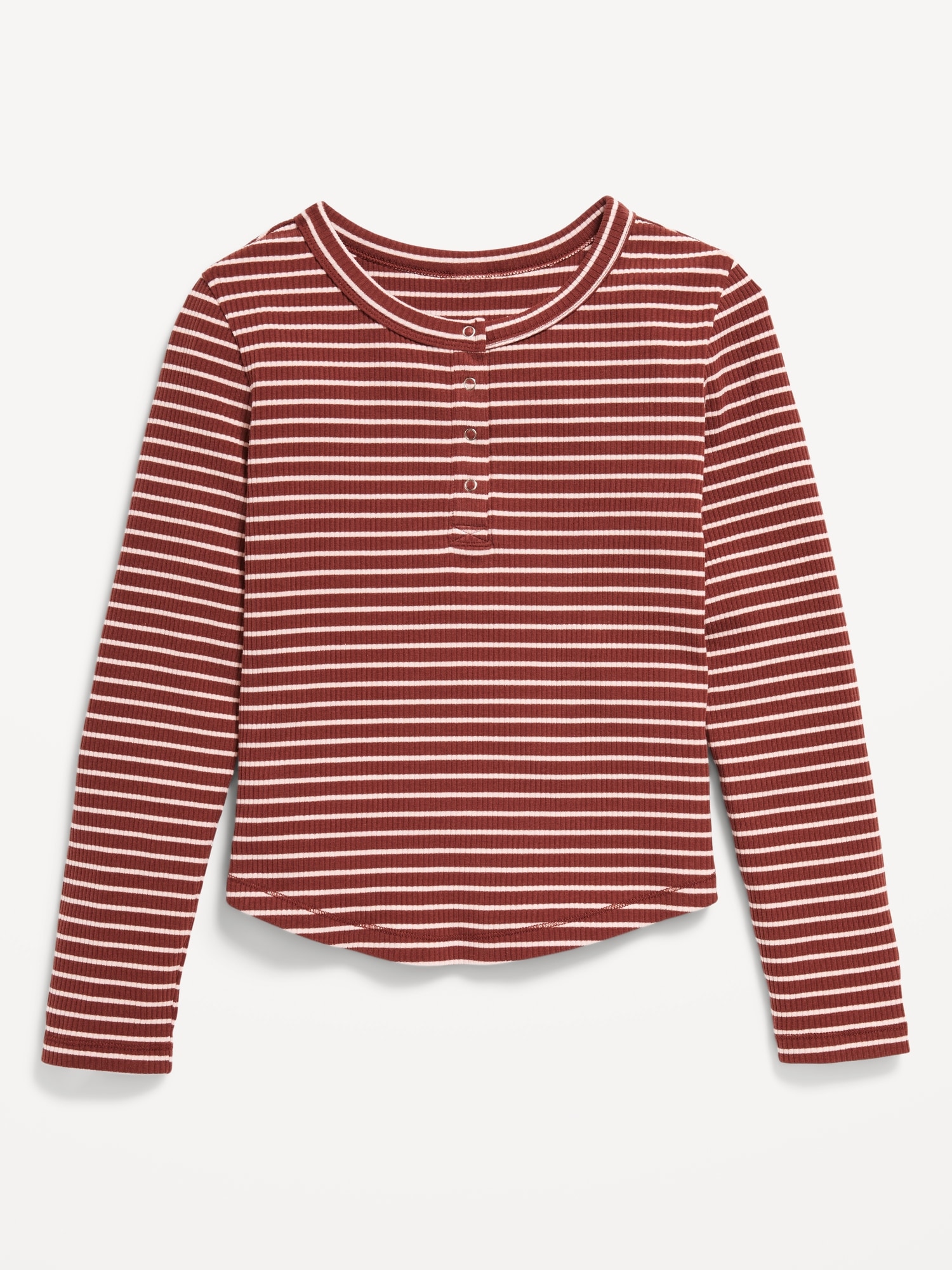 Printed Long-Sleeve Henley T-Shirt for Girls - Red