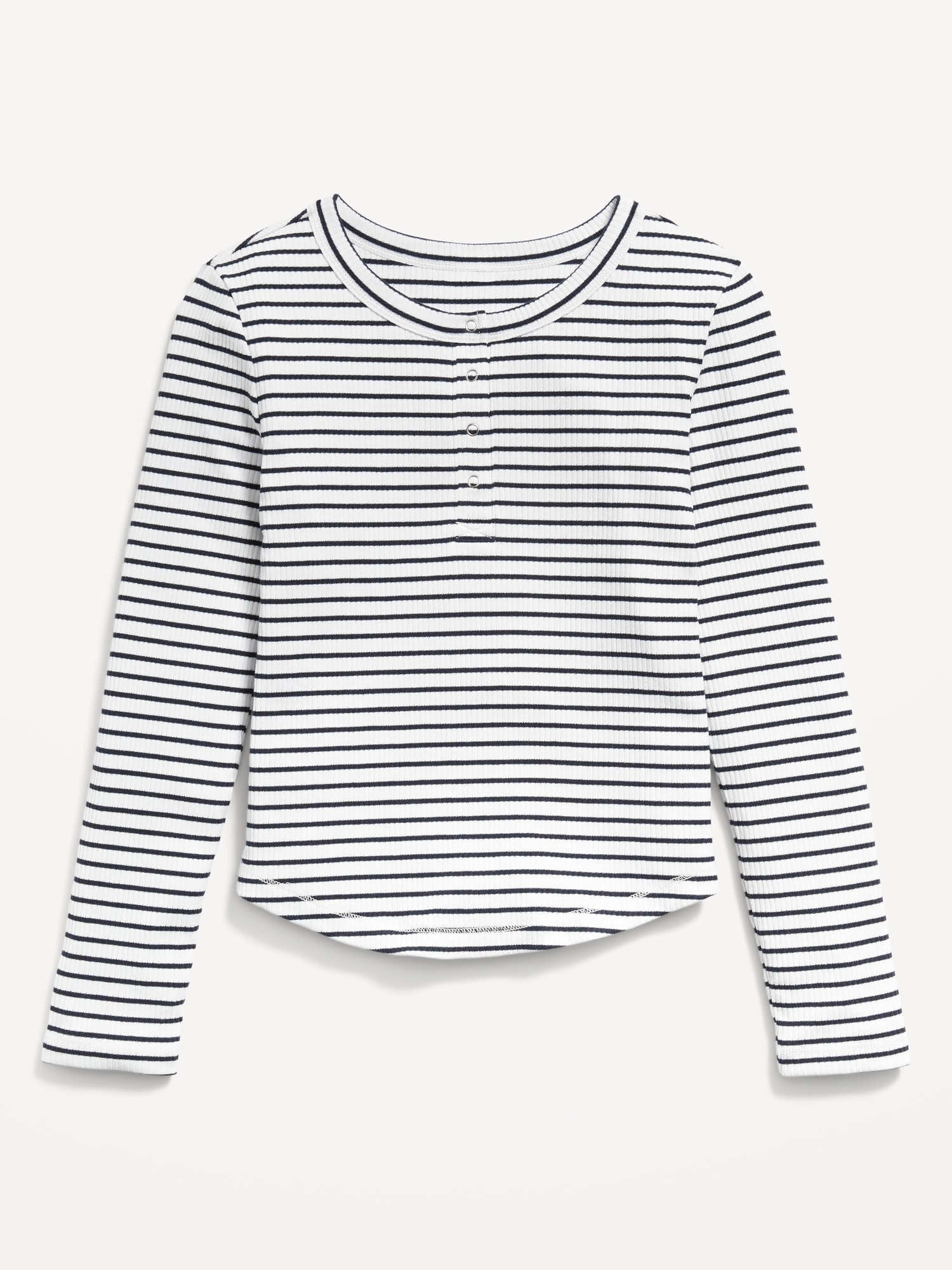 Printed Long-Sleeve Henley T-Shirt for Girls - White