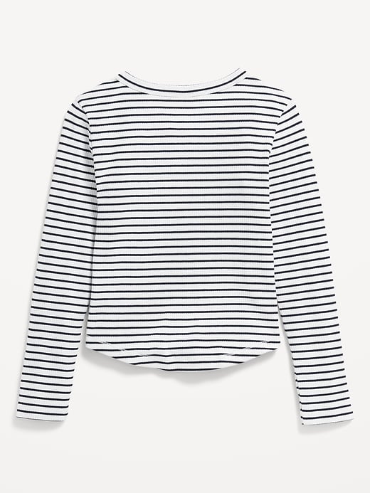 View large product image 2 of 2. Printed Long-Sleeve Henley T-Shirt for Girls