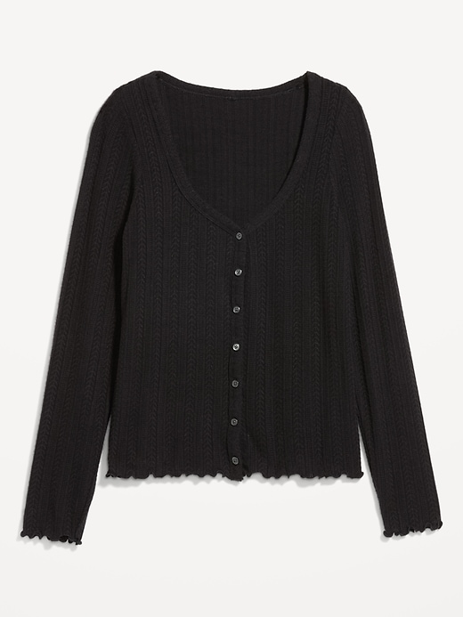 Image number 4 showing, Button-Down Pointelle Top