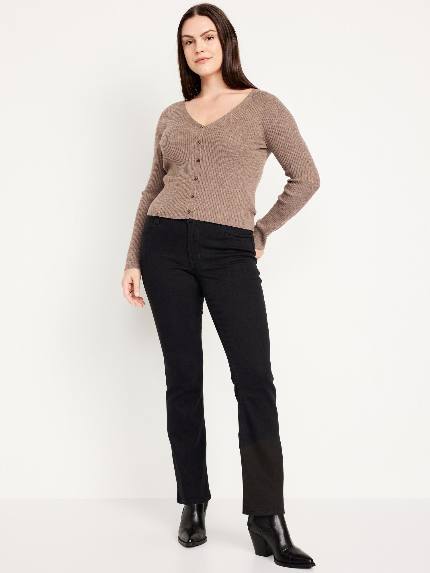 Женские джинсы Old Navy Mid-Rise Wow Boot-Cut, цвет: Чёрный — фото 4