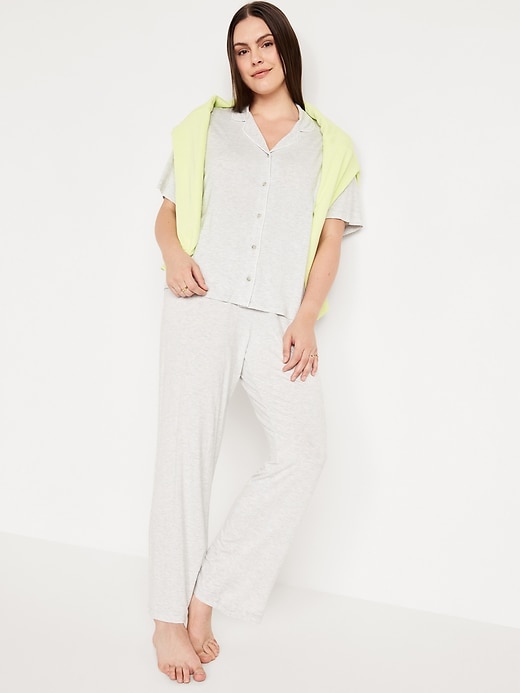 Image number 3 showing, Mid-Rise Knit Jersey Pajama Pant