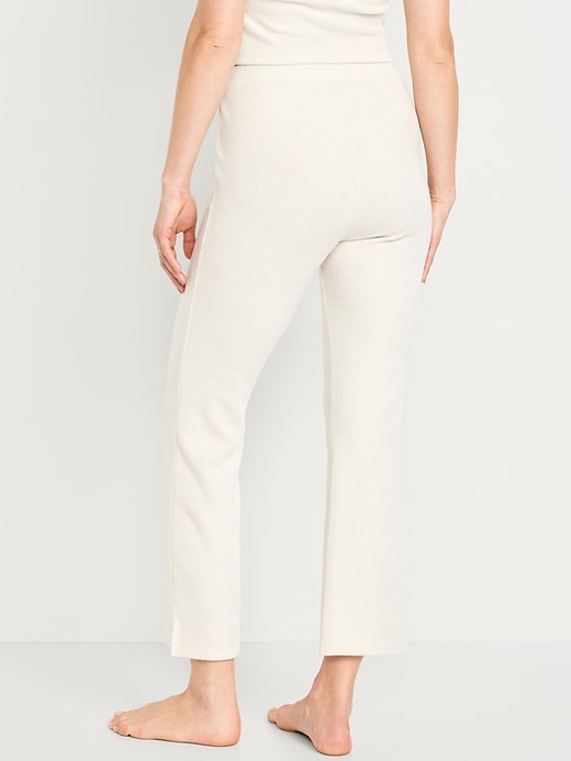 Image number 2 showing, High-Waisted Ribbed Crop Flare Lounge Pants