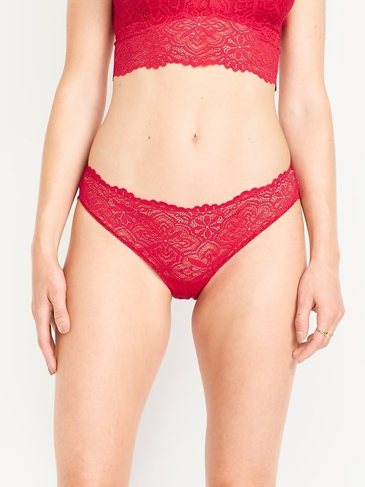 Image number 1 showing, Mid-Rise Lace Bikini Underwear