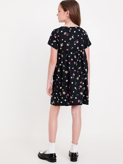 View large product image 2 of 3. Loose Short-Sleeve Crepe Dress for Girls