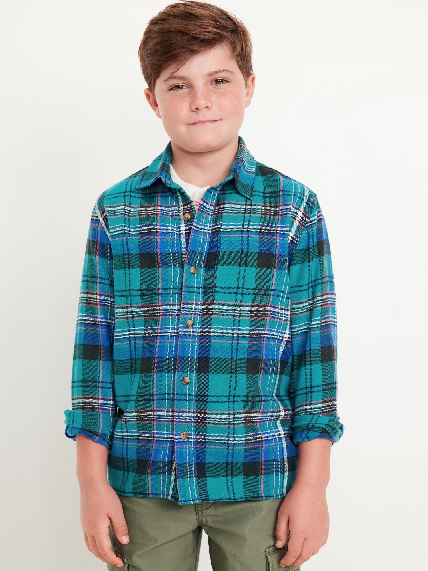 Long-Sleeve Flannel Pocket Shirt for Boys