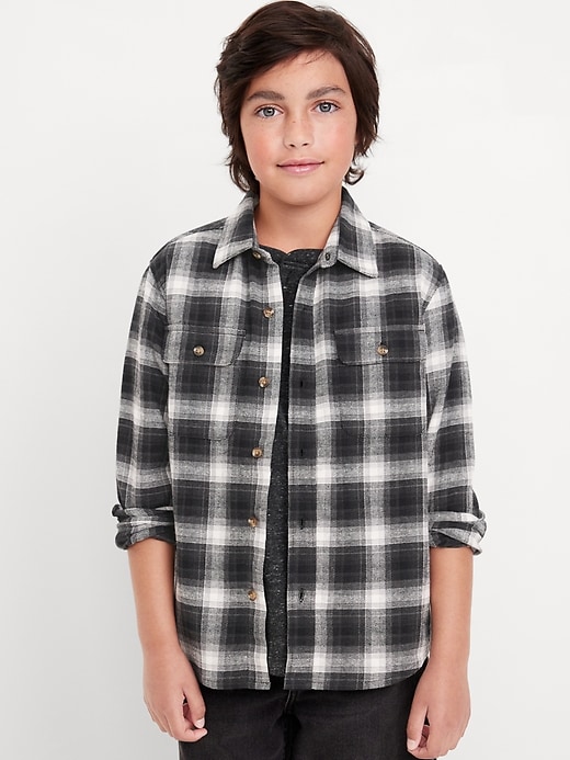 View large product image 1 of 3. Soft-Brushed Flannel Pocket Shirt for Boys