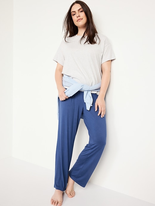 Image number 3 showing, Mid-Rise Knit Jersey Pajama Pant