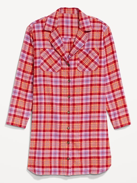 Image number 4 showing, Flannel Pajama Shirt Dress