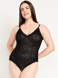 View large product image 5 of 8. V-Neck Lace Bodysuit