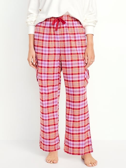 Image number 5 showing, High-Waisted Flannel Cargo Pants