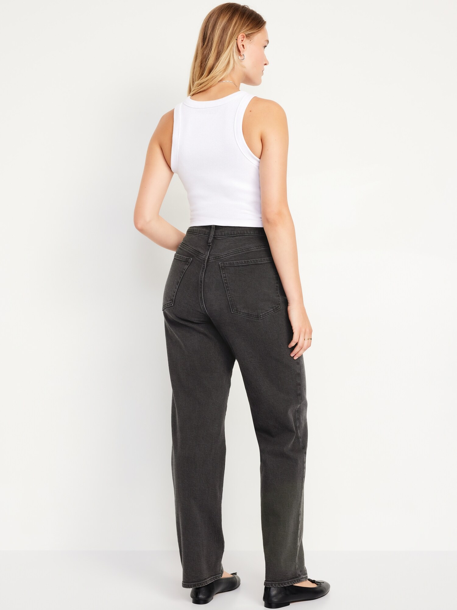 Женские джинсы Old Navy High-Waisted OG Loose, цвет: Чёрный варёный — фото 5