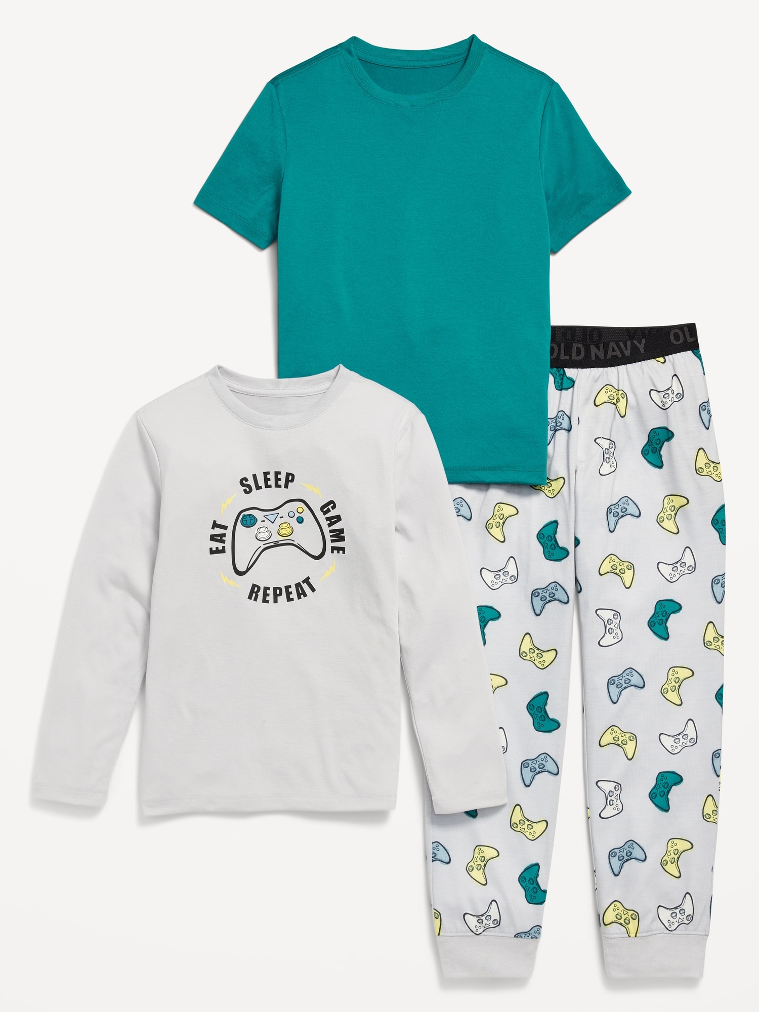 3-Piece Jersey-Knit Pajama Set for Boys