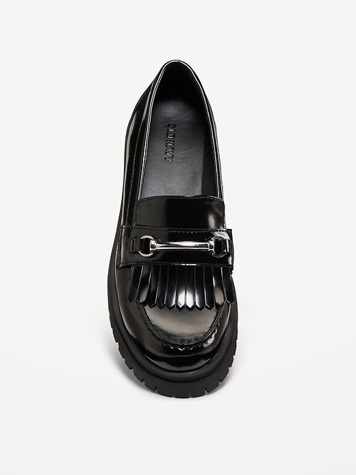 Image number 3 showing, Faux Leather Chunky Heel Loafers