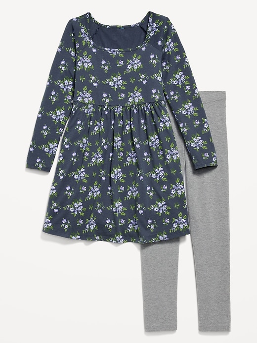 View large product image 1 of 2. Long-Sleeve Fit and Flare Dress and Leggings Set for Girls