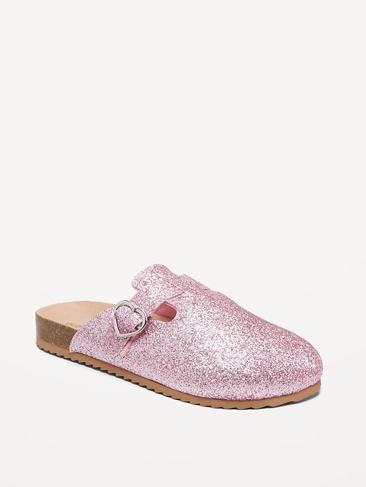 View large product image 1 of 4. Glitter Faux-Leather Buckled Clog Shoes for Girls