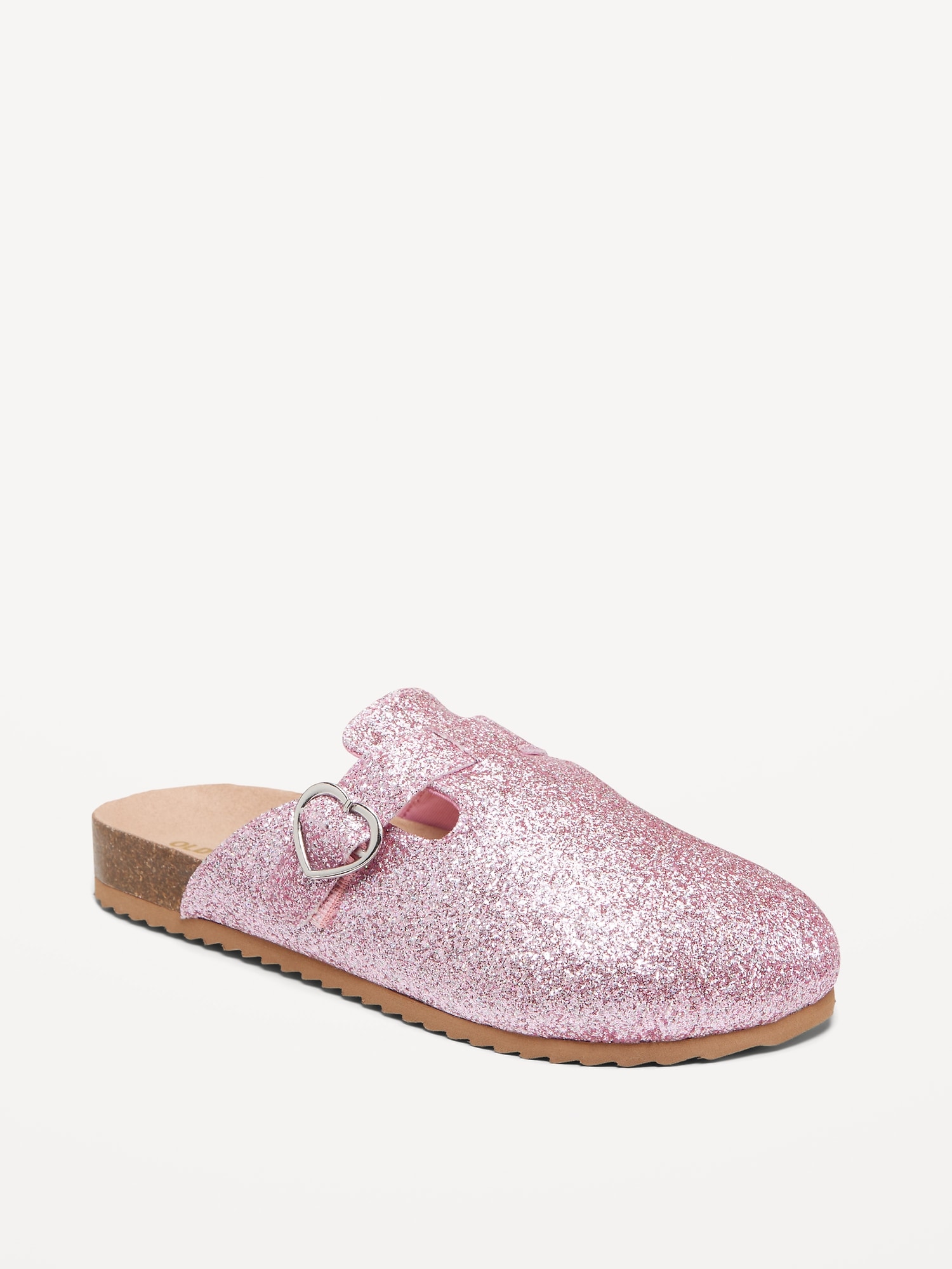 Glitter Faux-Leather Buckled Clog Shoes for Girls