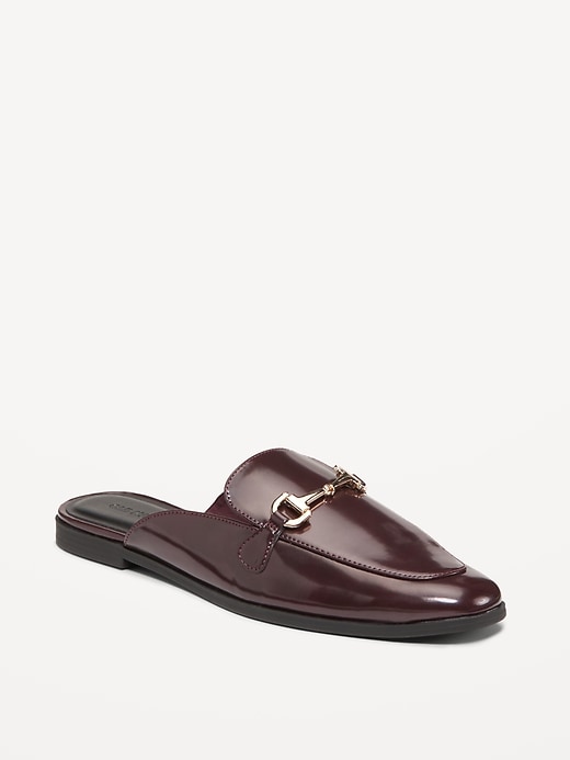 Image number 1 showing, Faux-Leather Loafer Mule Shoes