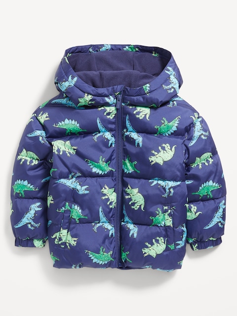 Water-Resistant Printed Puffer Jacket for Toddler Boys - Dinosaur