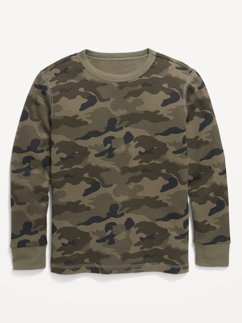 Printed Long-Sleeve Thermal-Knit T-Shirt for Boys - Camo