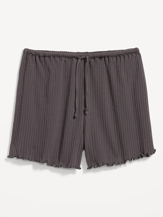 Image number 4 showing, High-Waisted Ribbed Pajama Shorts