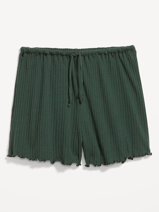 Image number 4 showing, High-Waisted Ribbed Pajama Shorts