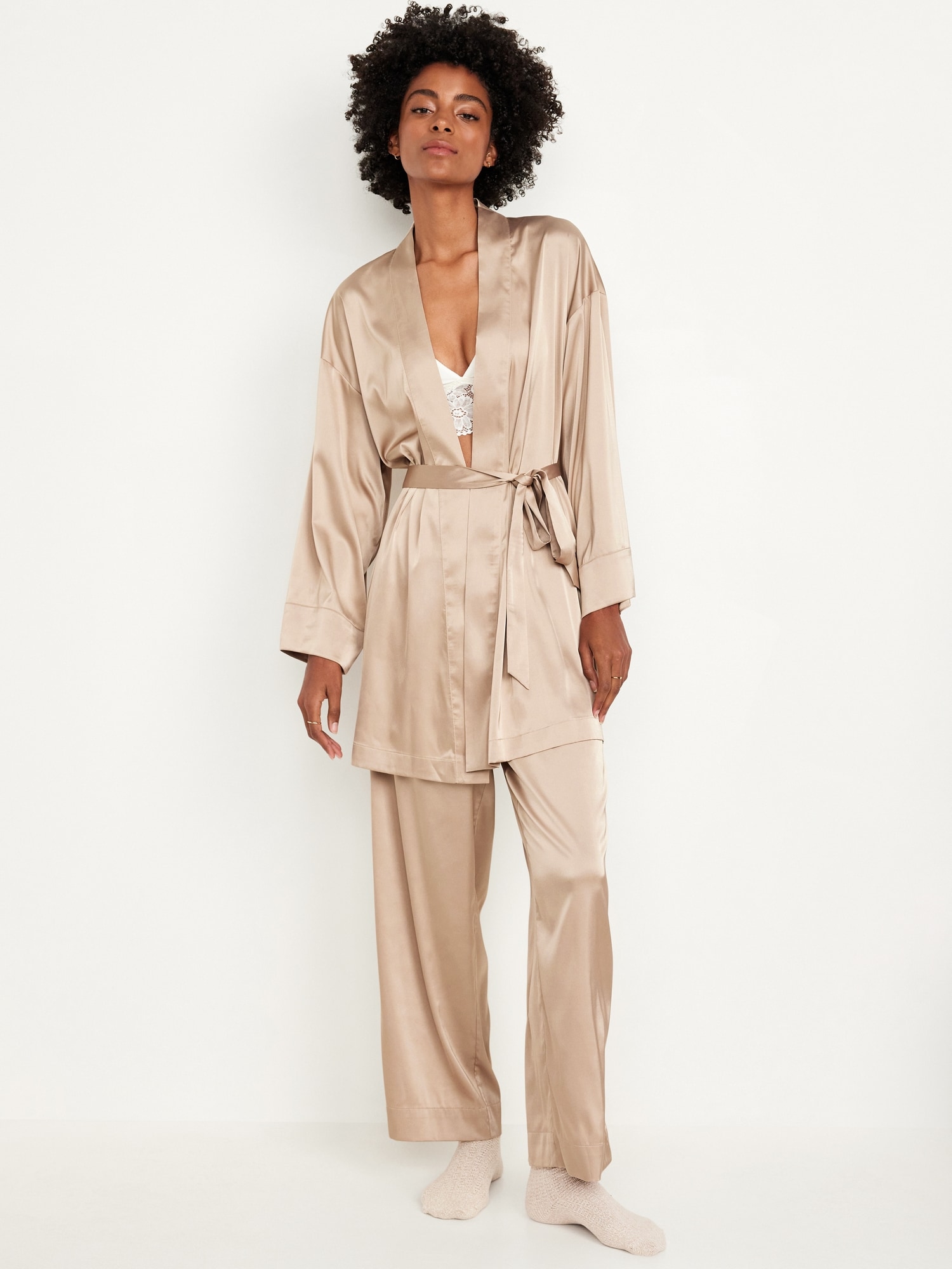 Night Dress Satin Pajama Robe Pajamas Night Dress And Robe