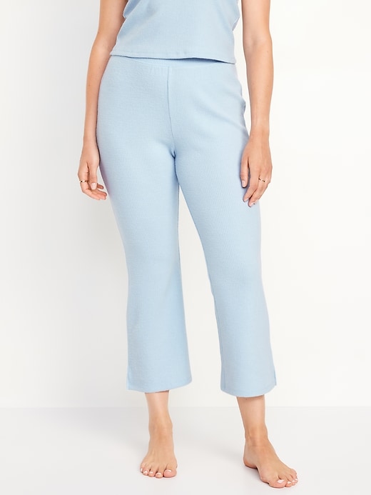 Image number 5 showing, High-Waisted Ribbed Crop Flare Lounge Pants