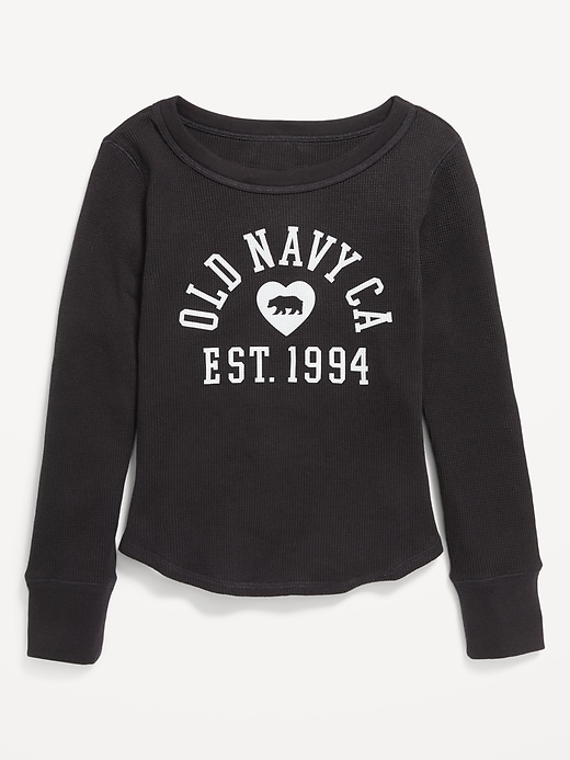 View large product image 1 of 1. Long-Sleeve Logo-Graphic Thermal-Knit T-Shirt for Girls