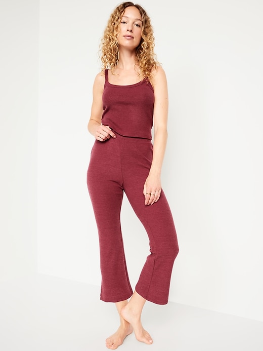 Image number 3 showing, High-Waisted Ribbed Crop Flare Lounge Pants