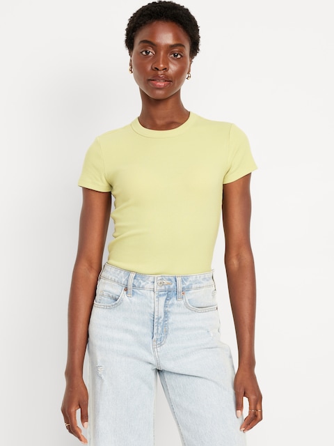 Snug Crop Ribbed T-Shirt