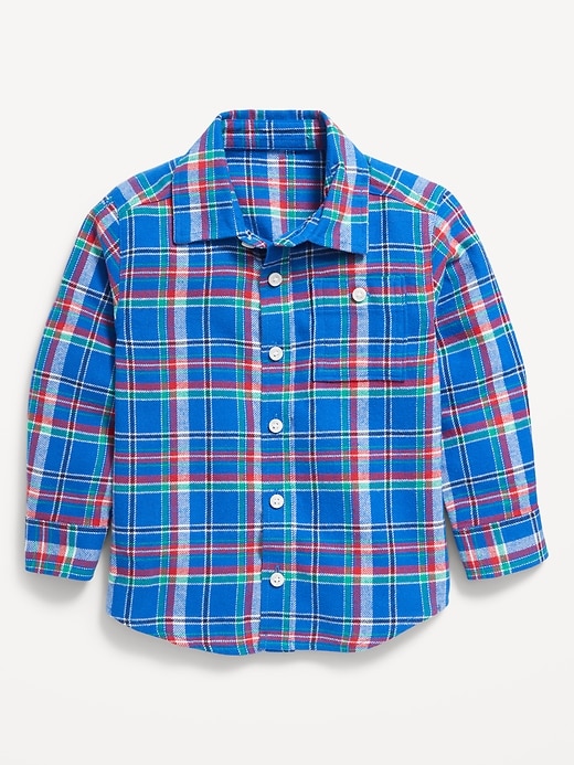 View large product image 1 of 1. Cozy Long-Sleeve Plaid Pocket Shirt for Toddler Boys