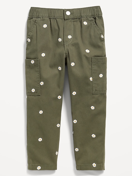 View large product image 1 of 2. High-Waisted Embroidered Cargo Balloon Pants for Toddler Girls