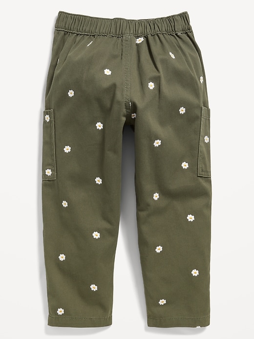 View large product image 2 of 2. High-Waisted Embroidered Cargo Balloon Pants for Toddler Girls