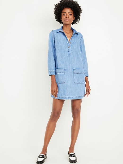 Image number 1 showing, Jean Popover Shirt Dress