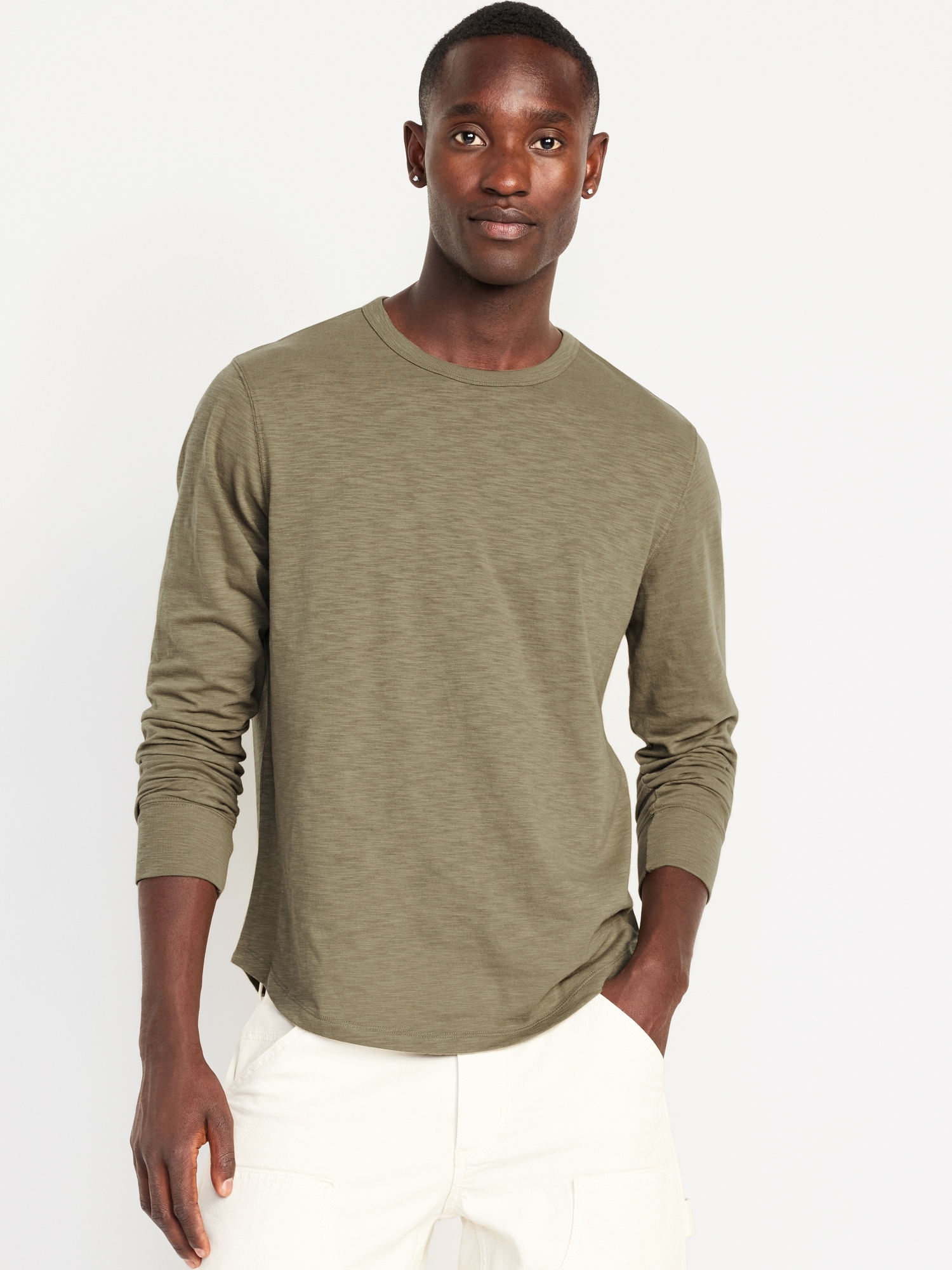 Curved hem long sleeve mens hotsell