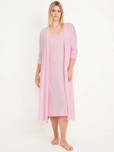 Maternity Robe and Nursing Nightgown Set - Oleander