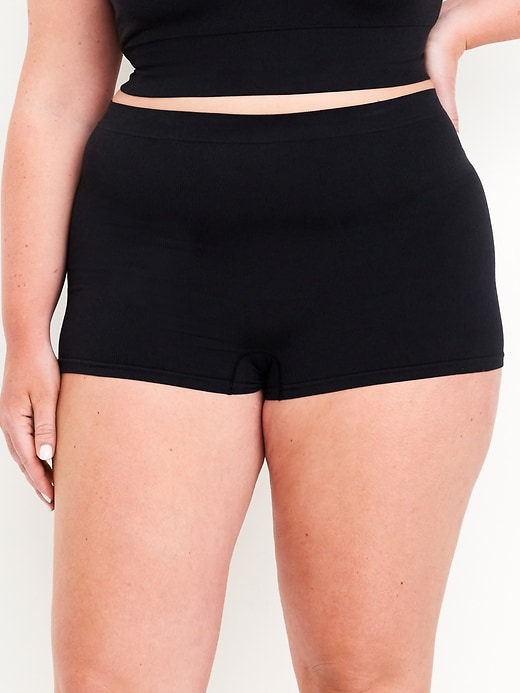 Image number 7 showing, Mid-Rise Seamless Ribbed Boyshort Underwear