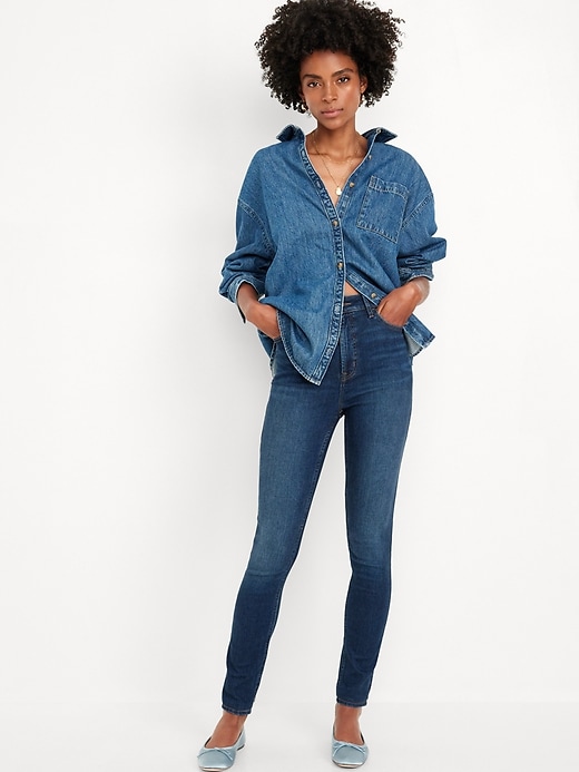 Image number 1 showing, Extra High-Waisted Rockstar 360° Stretch Super-Skinny Jeans